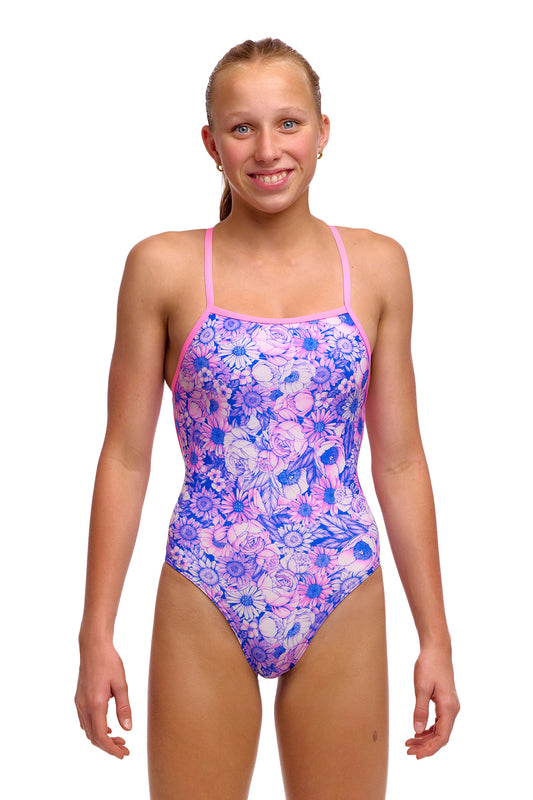 NEW! Funkita Girls Strapped In One Piece Gorg Gal-front view