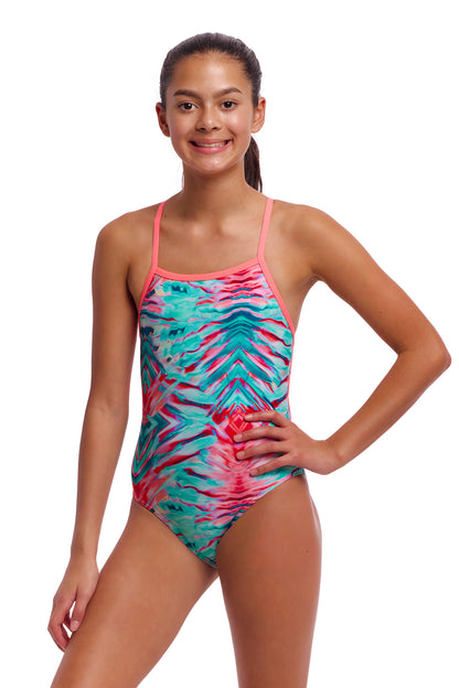 NEW! Funkita Girls Strapped In One Piece Ripple Reflect-3-GB Swimwear