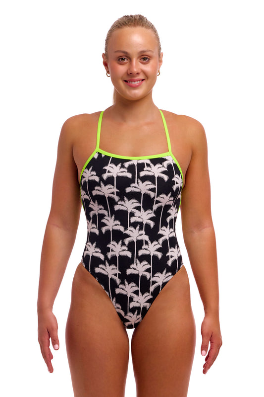 NEW! Funkita Ladies Strapped In One Piece Palm Night-front view