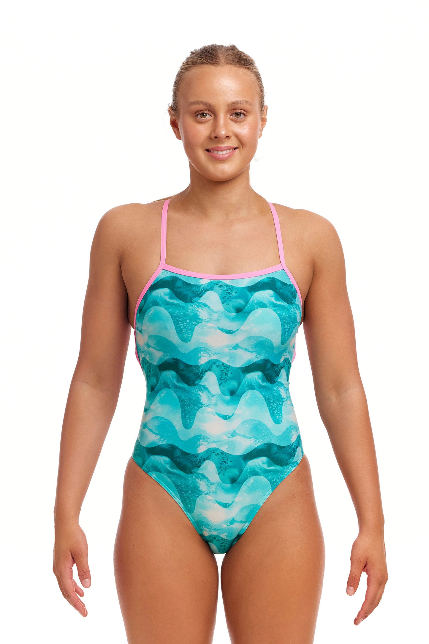 NEW! Funkita Ladies Eco Strapped In One Piece Teal Wave