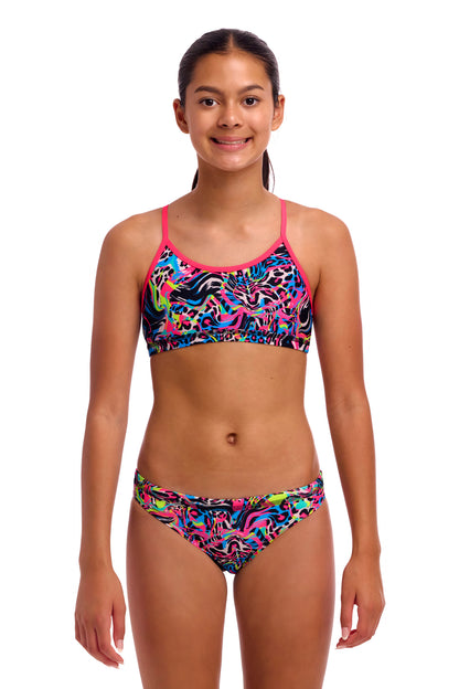 NEW! Funkita Girls Racerback Two Piece Lolly Leopard-front view