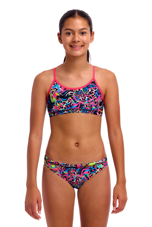 NEW! Funkita Girls Racerback Two Piece Lolly Leopard-front view