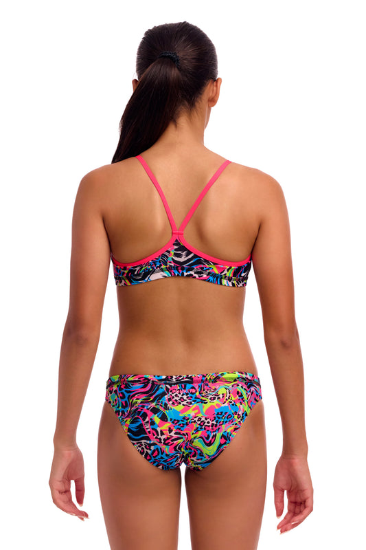 NEW! Funkita Girls Racerback Two Piece Lolly Leopard-rear view