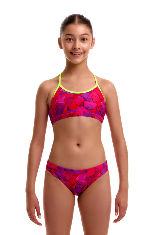 NEW! Funkita Girls Racerback Two Piece Try Pink-Girls Two Piece-[front view]