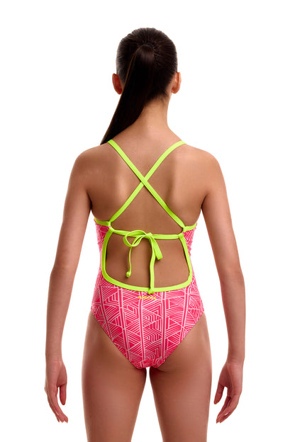 NEW! Funkita Girls Tie Me Tight One Piece Sweet Stack-Girls Tie Me Tight One Piece-[rear view]