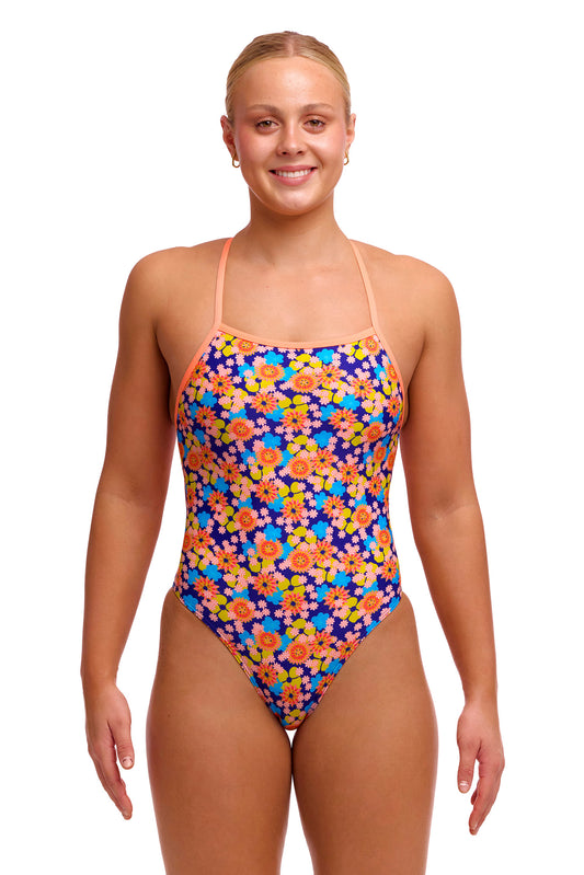 NEW! Funkita Ladies Tie Me Tight One Piece Killer Flowers-front view