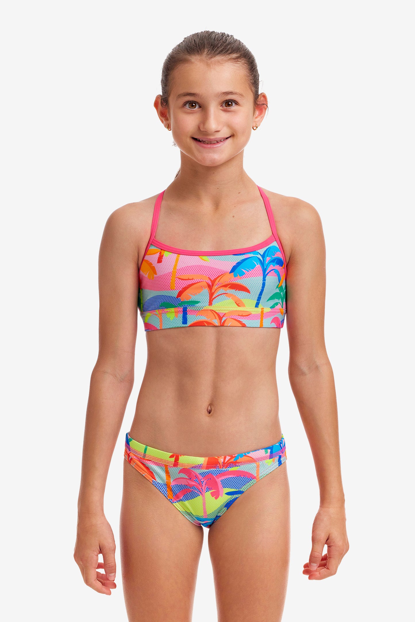 LAST ONE! Funkita Girls Eco Swim Crop Top Polka Palm