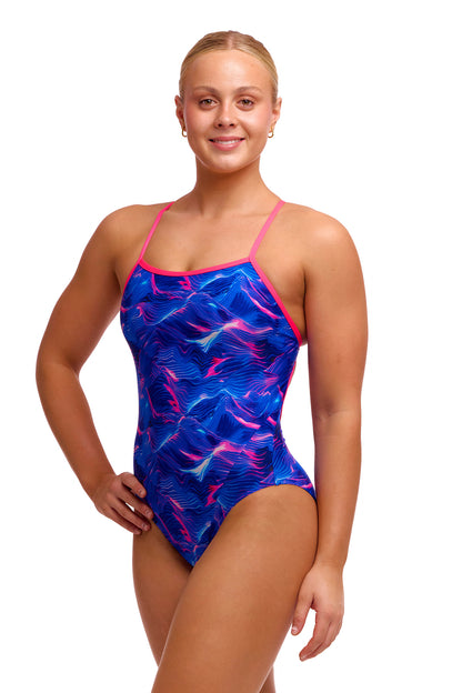 NEW PERIOD PROOF! Funkita Ladies Single Strap Secure One Piece Rising Tide