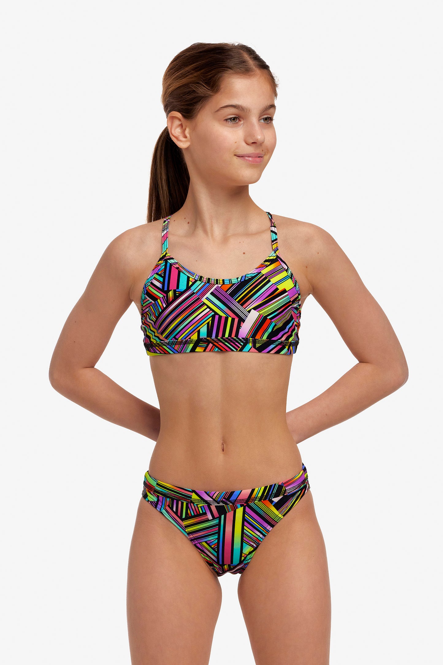 Funkita Girls Racerback Two Piece Strip Straps