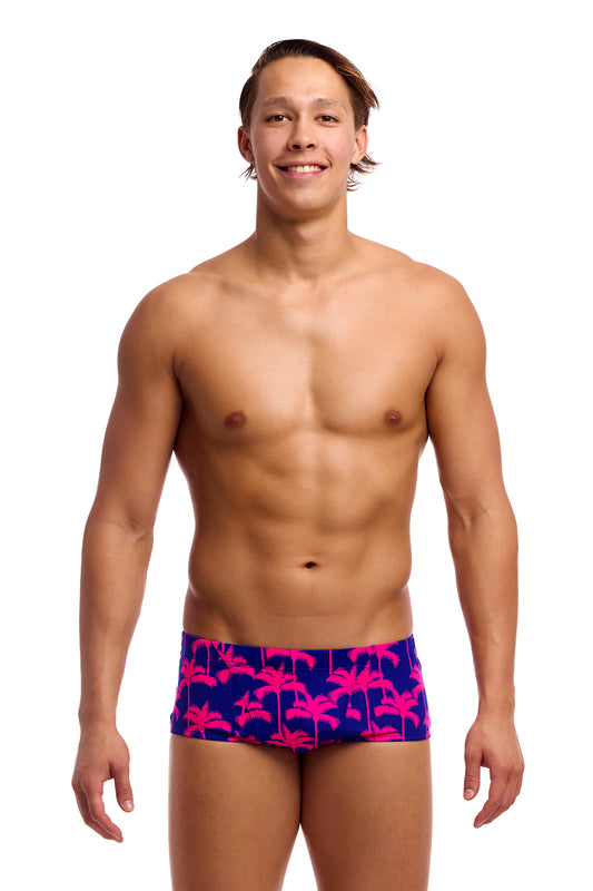 NEW! Funky Trunks Mens Classic Trunks Pinky Palms-front view