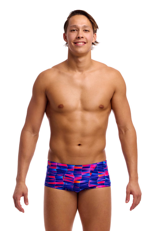NEW! Funky Trunks Mens Classic Trunks Warped Waves-front view