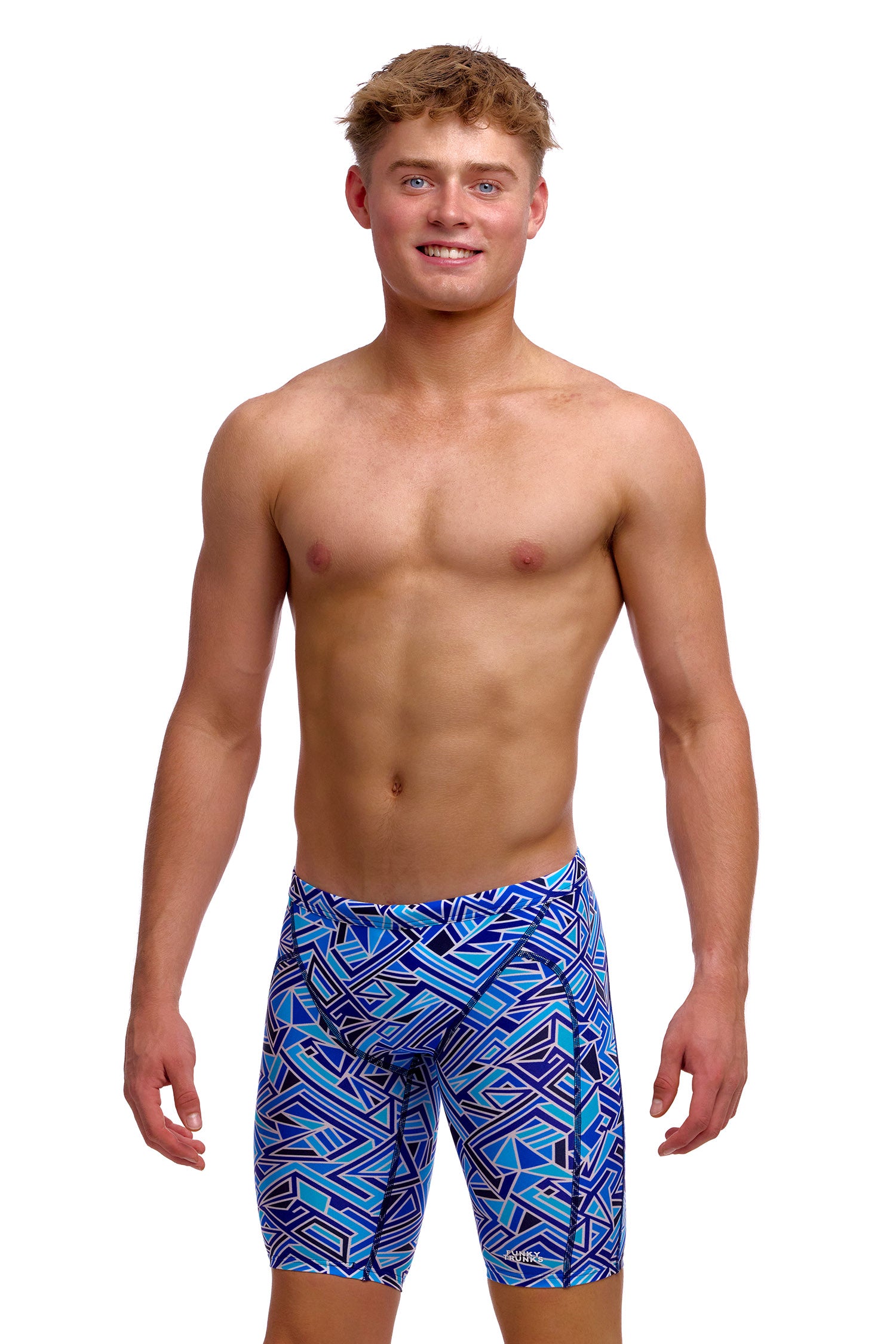 NEW! Funky Trunks Boys Training Jammers Blue Bits-front view