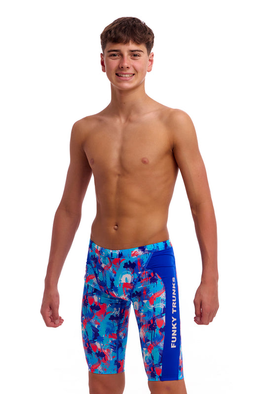NEW! Funky Trunks Boys Training Jammers Messy Messy Messy-front view