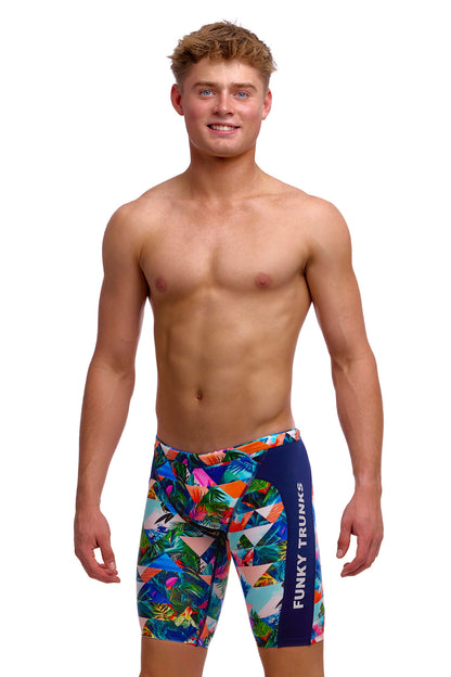 NEW! Funky Trunks Boys Training Jammers Palm Prism-front view
