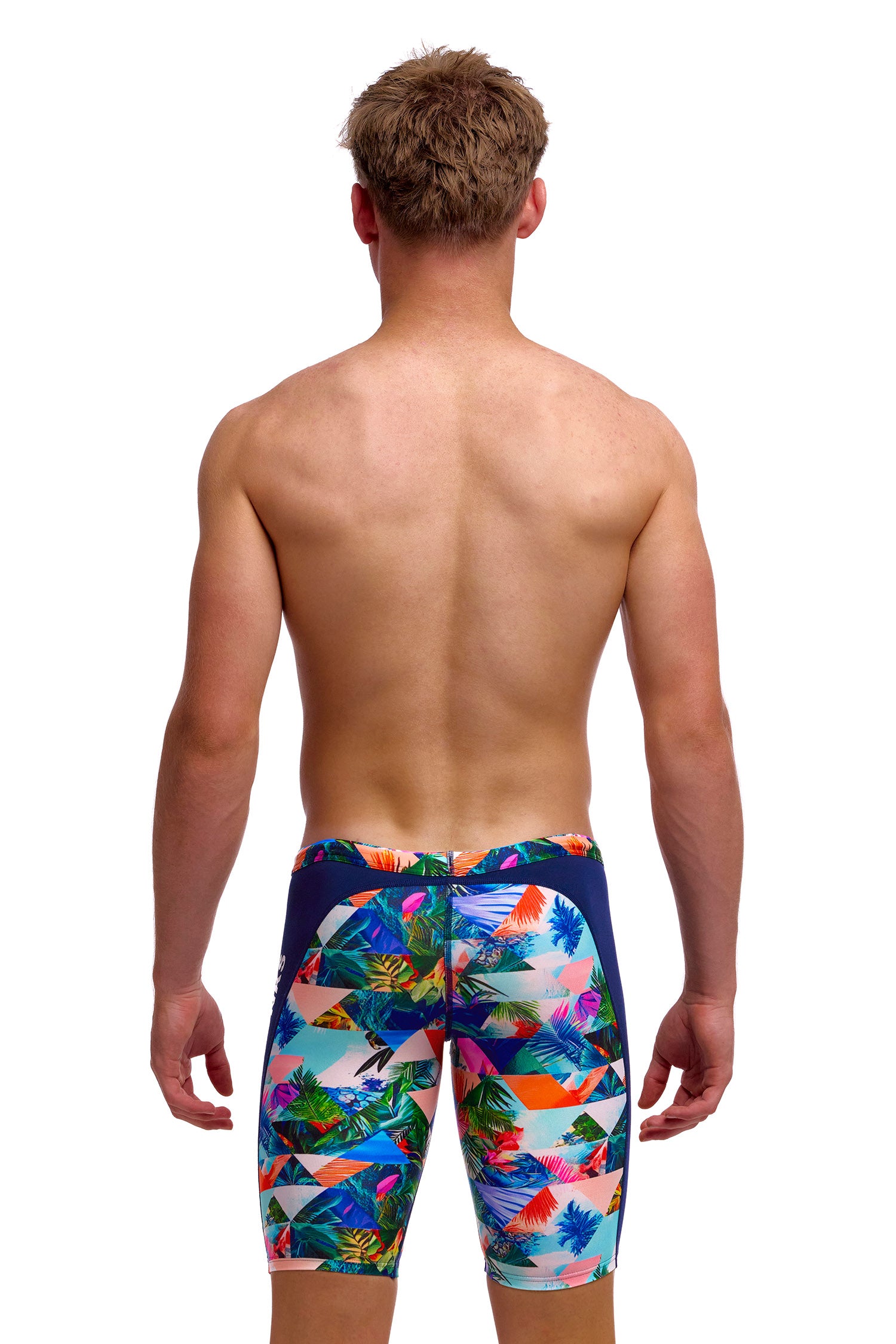 NEW! Funky Trunks Boys Training Jammers Palm Prism-rear view
