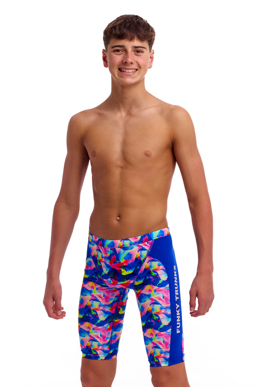 NEW! Funky Trunks Boys Training Jammers Wet Wave-front view