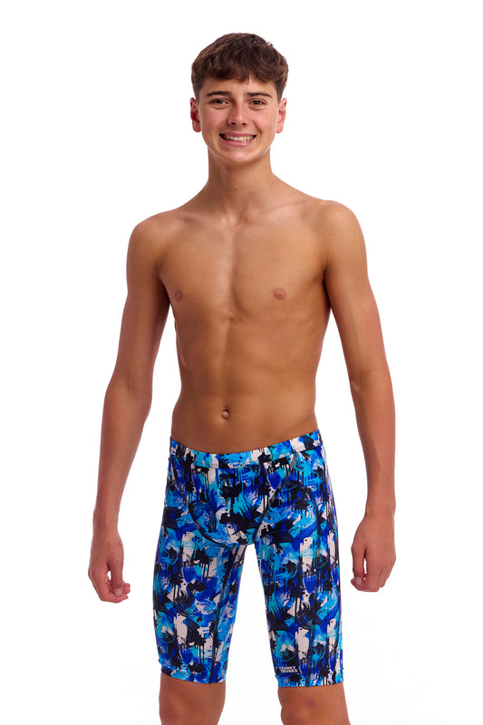 NEW! Funky Trunks Boys Training Jammers You Messer-front view
