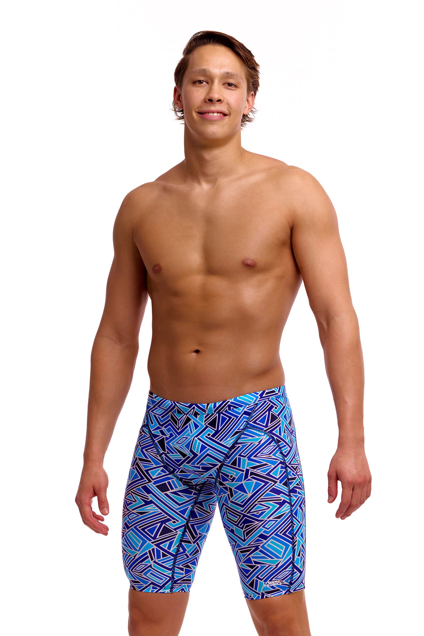 NEW! Funky Trunks Mens Training Jammers Blue Bits-front view