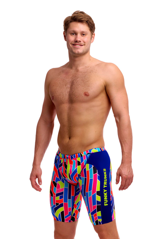 NEW! Funky Trunks Mens Training Jammers Fault Lines-front view