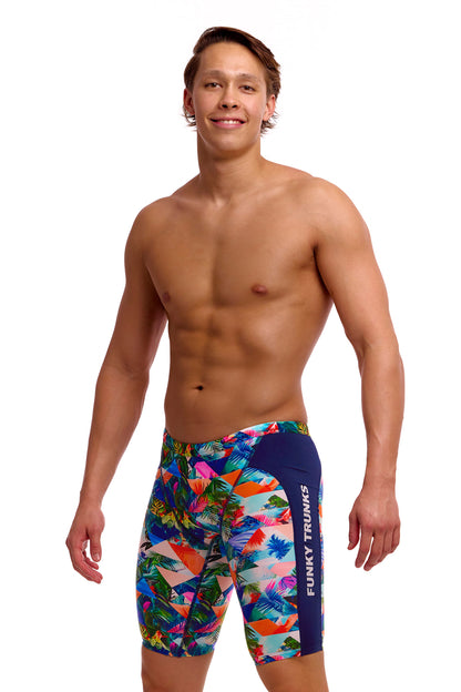 NEW! Funky Trunks Mens Training Jammers Palm Prism-front view