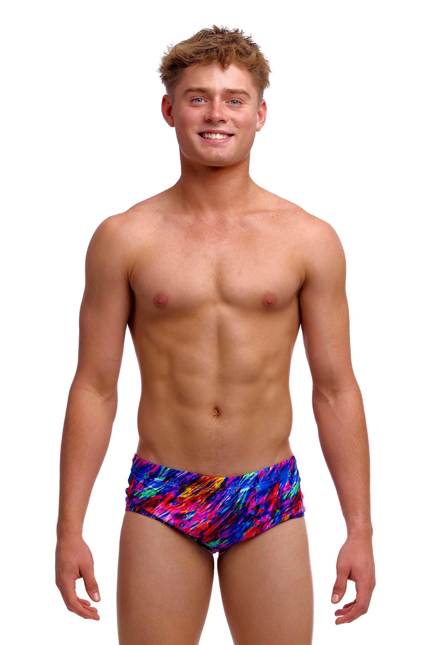 NEW! Funky Trunks Boys Sidewinder Trunks Big Bang-front view