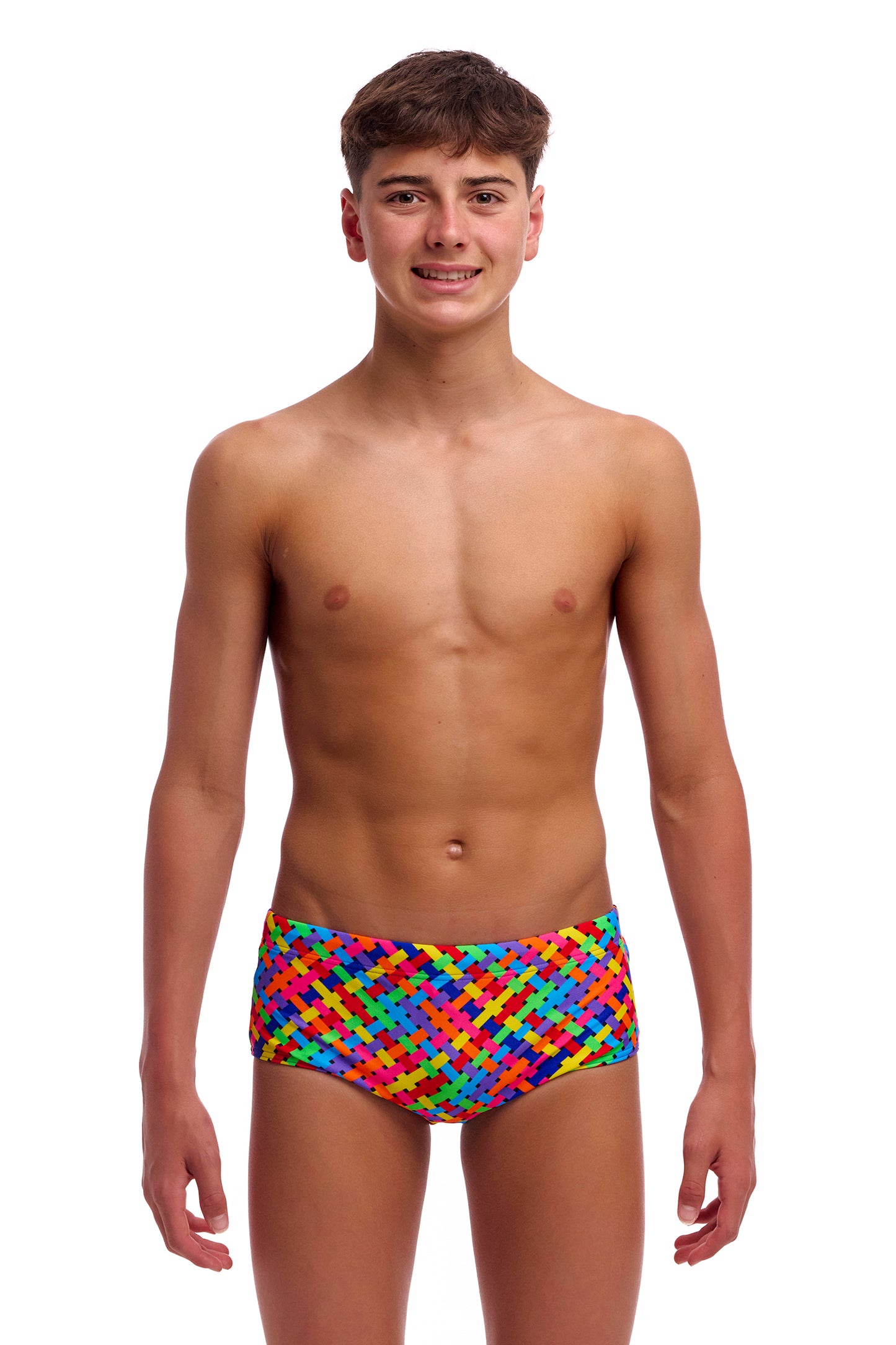 NEW! Funky Trunks Boys Sidewinder Trunks Bread Basket-front view