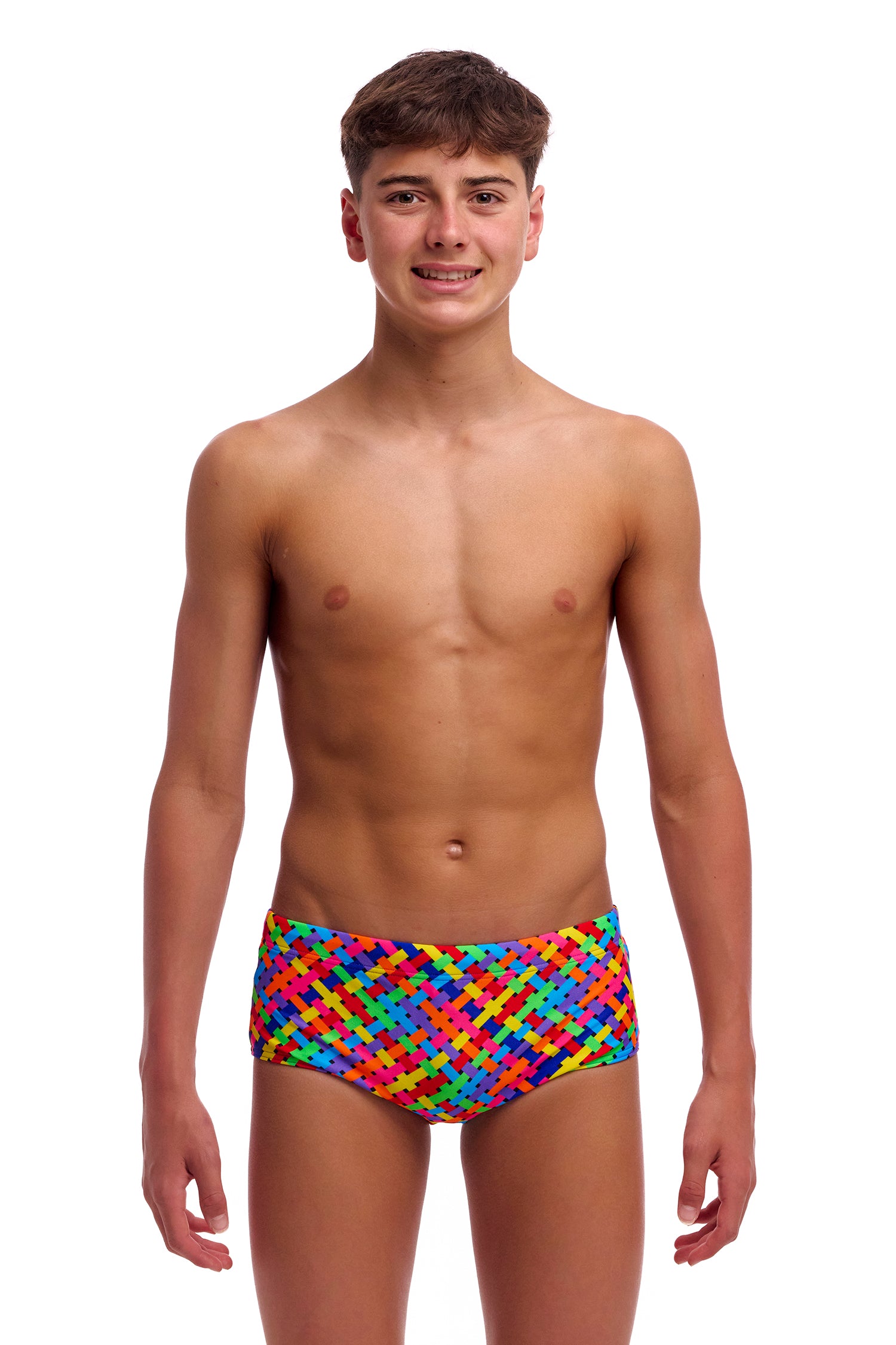 NEW! Funky Trunks Boys Sidewinder Trunks Bread Basket-front view