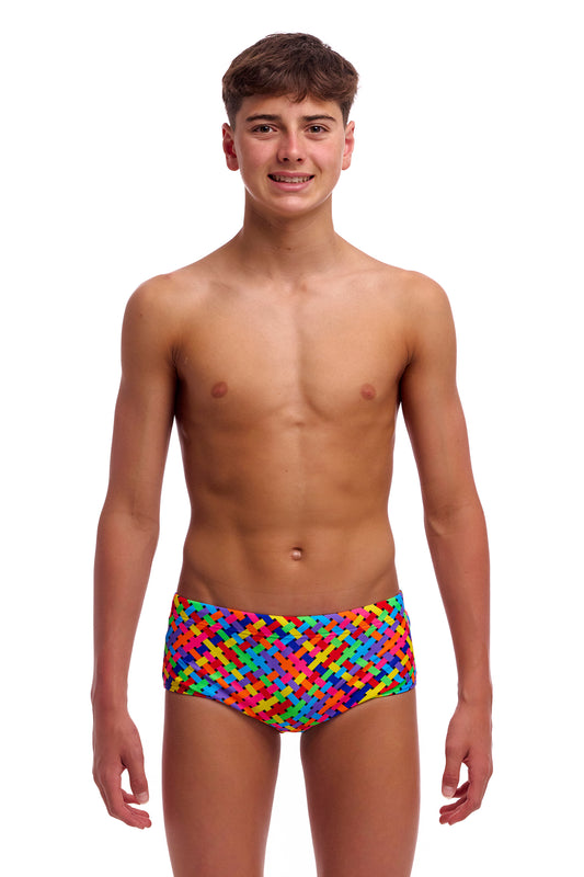 NEW! Funky Trunks Boys Sidewinder Trunks Bread Basket-front view