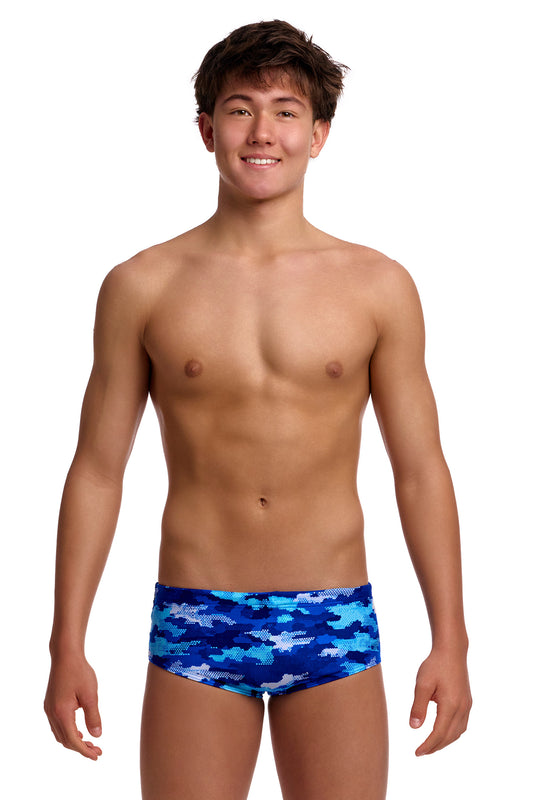 NEW! Funky Trunks Boys Sidewinder Trunks Clean Marine-Boys Sidewinder Trunks-[front view]
