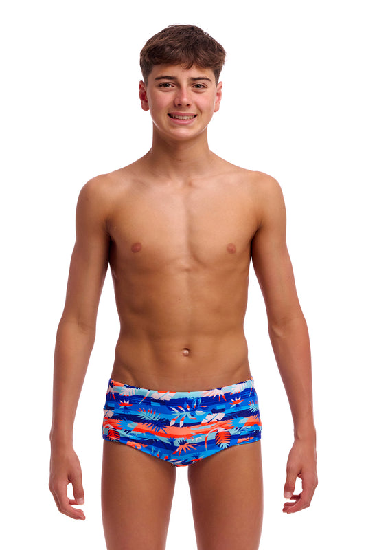 NEW! Funky Trunks Boys Sidewinder Trunks Forever Fossil-front view
