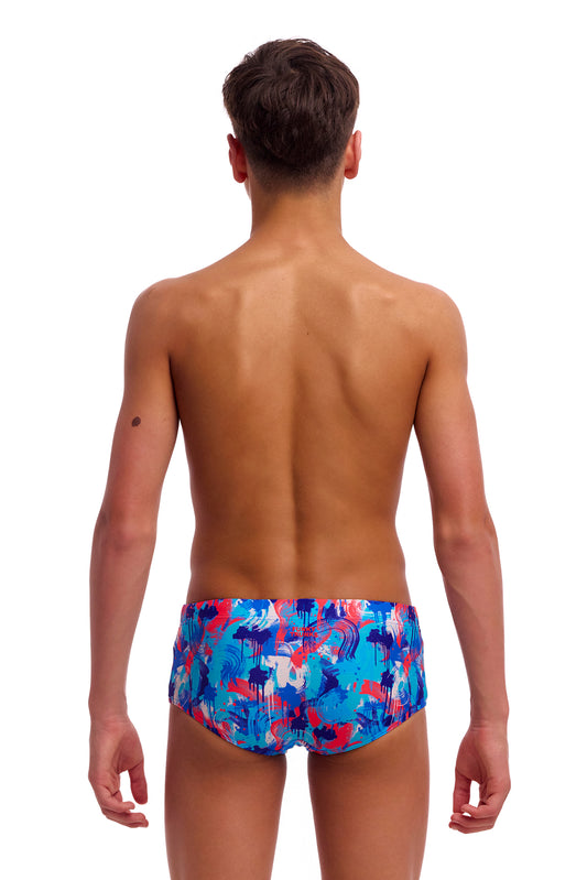 NEW! Funky Trunks Boys Sidewinder Trunks Messy Messy Messy-rear view