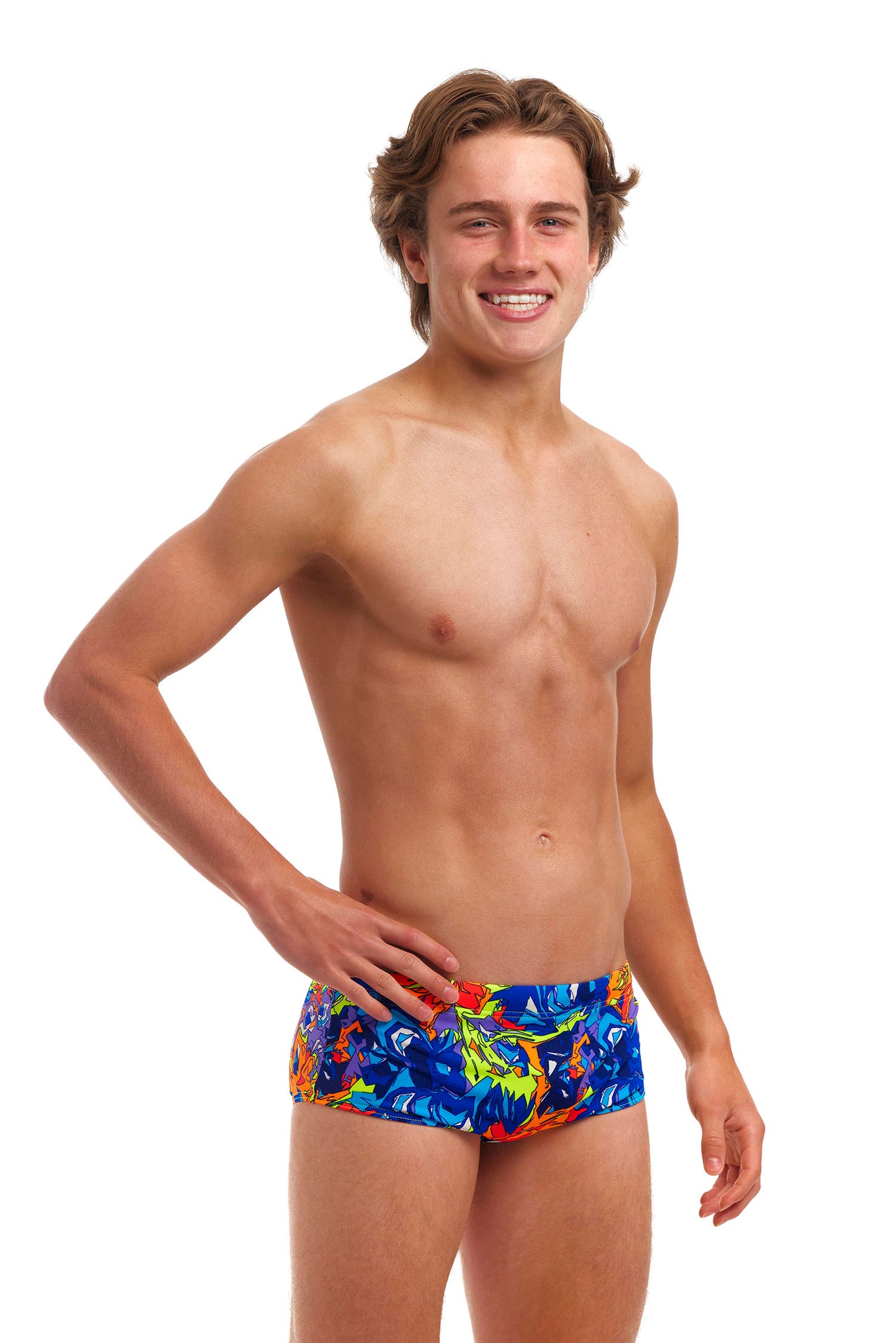 LAST ONE! Funky Trunks Boys Sidewinder Trunks Mixed Mess