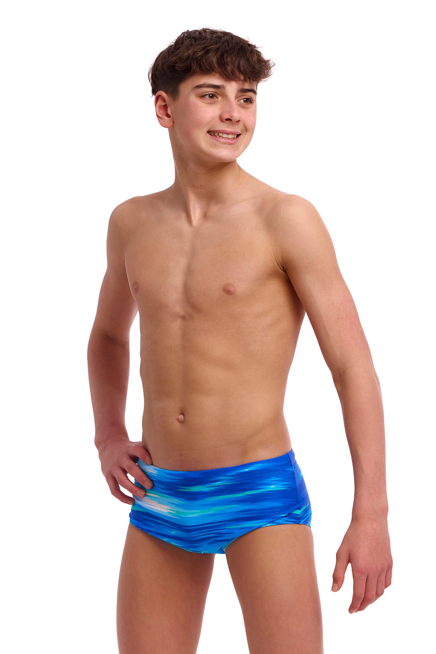 NEW! Funky Trunks Boys Sidewinder Trunks Sea Breeze-3-GB Swimwear