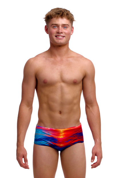 NEW! Funky Trunks Boys Sidewinder Trunks Sunset Delight-front view