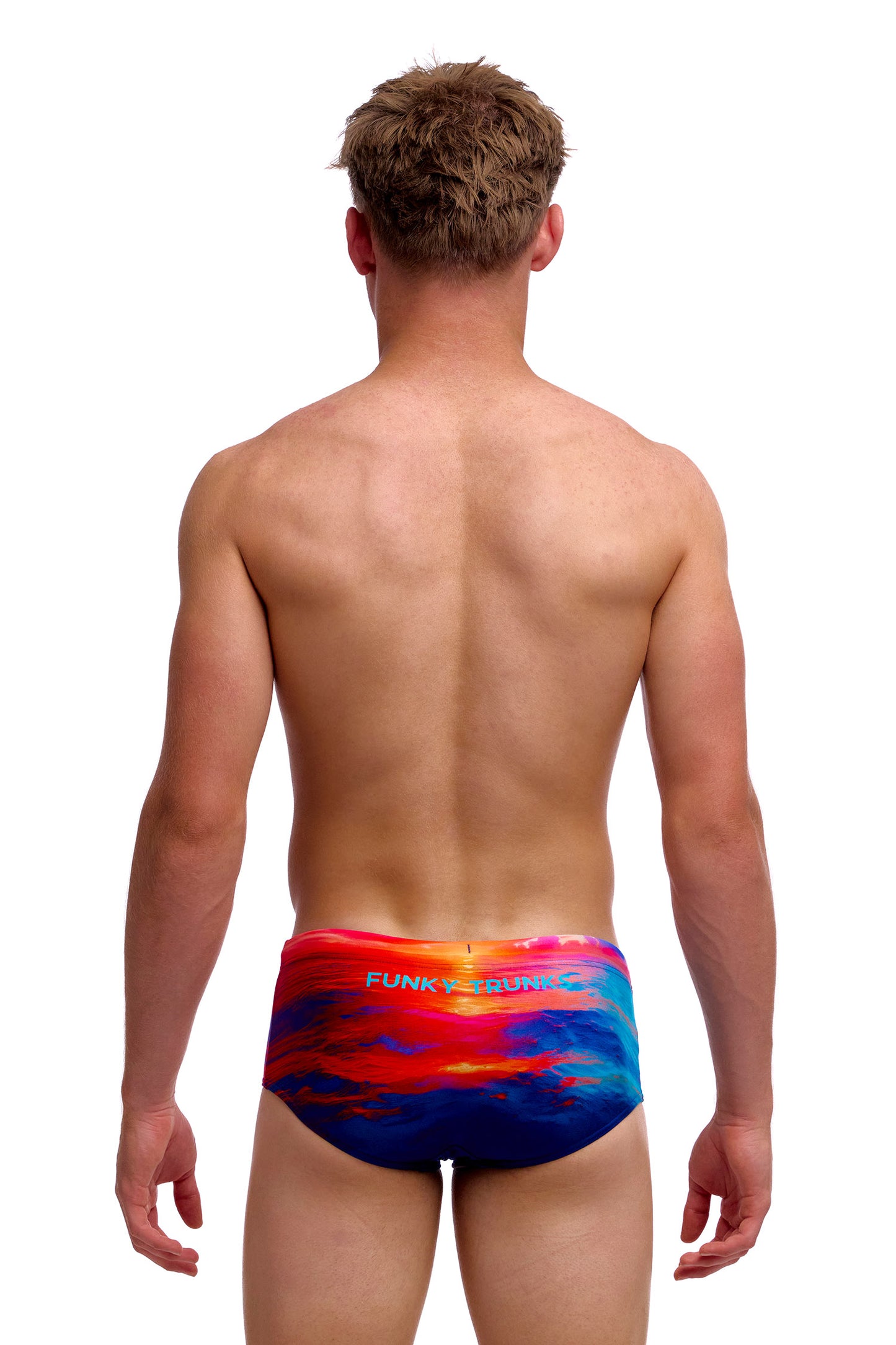 NEW! Funky Trunks Boys Sidewinder Trunks Sunset Delight-rear view