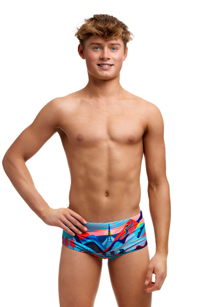 LAST ONE! Funky Trunks Boys Sidewinder Trunks Vive La Funky