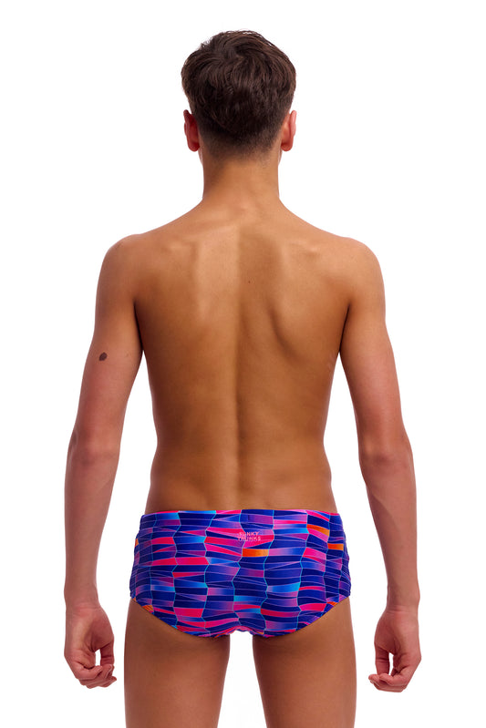 NEW! Funky Trunks Boys Sidewinder Trunks Warped Waves-rear view