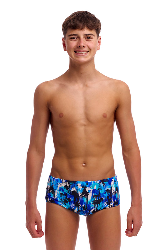 NEW! Funky Trunks Boys Sidewinder Trunks You Messer-front view