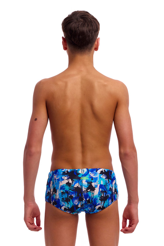 NEW! Funky Trunks Boys Sidewinder Trunks You Messer-rear view