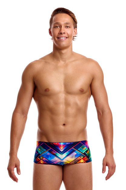 NEW! Funky Trunks Mens Sidewinder Trunks Firefly Sparkle-Mens Sidewinder Trunks-[front view]