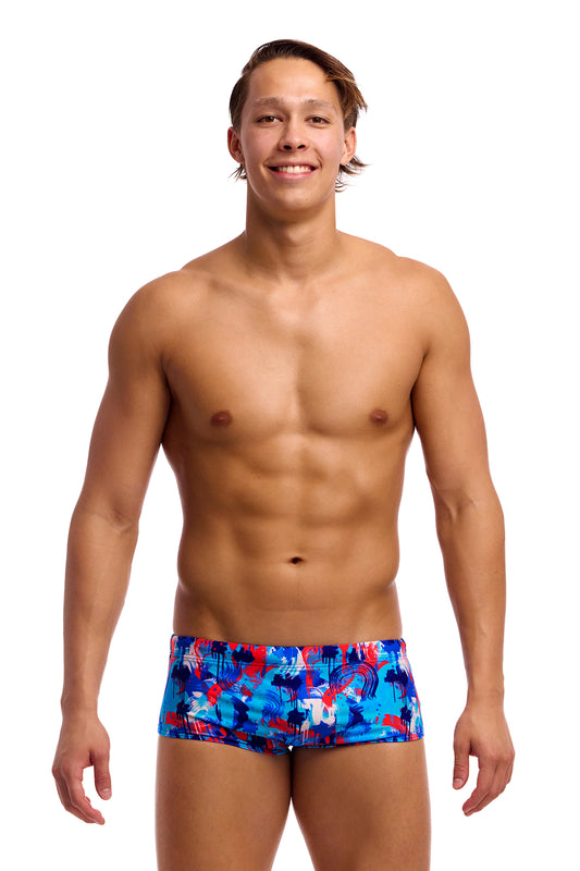 NEW! Funky Trunks Mens Sidewinder Trunks Messy Messy Messy-front view