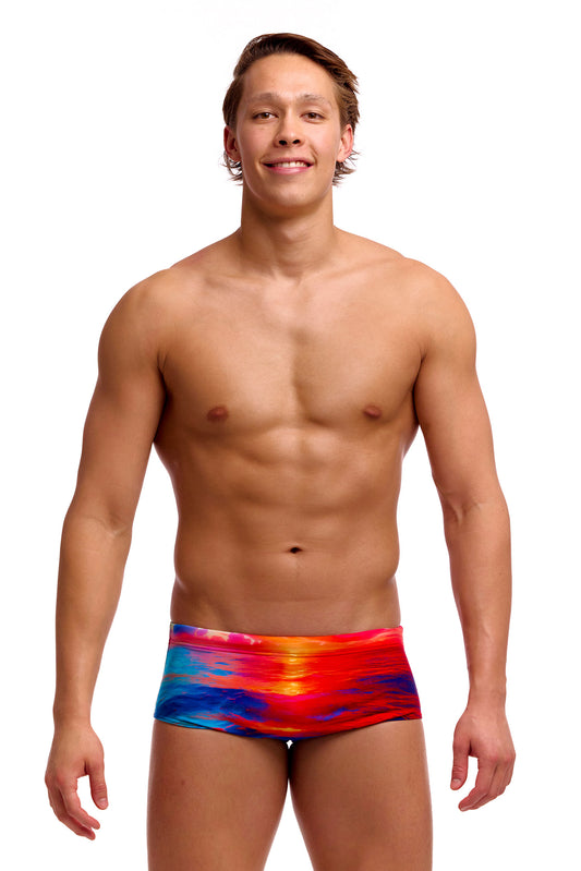 NEW! Funky Trunks Mens Sidewinder Trunks Sunset Delight-front view