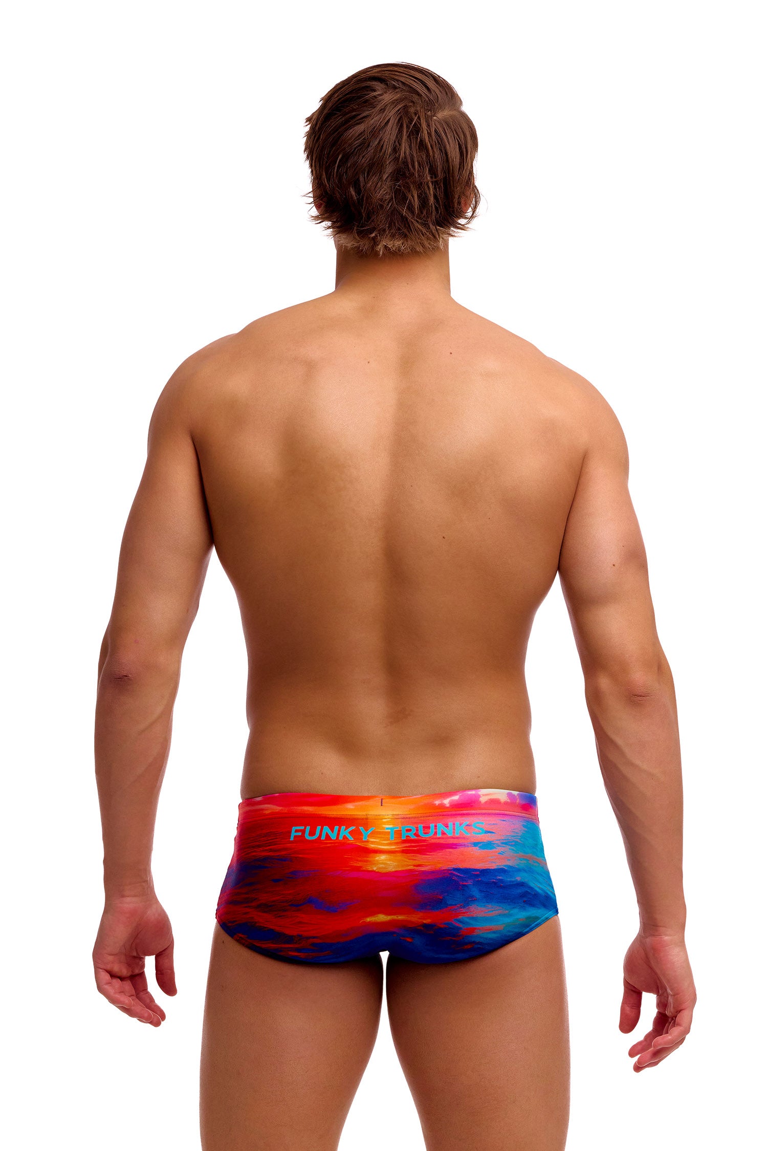 NEW! Funky Trunks Mens Sidewinder Trunks Sunset Delight-rear view