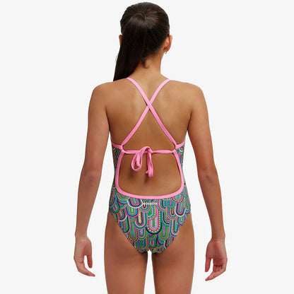 Funkita Girls Tie Me Tight One Piece Spring Flight, rear view showing tie back