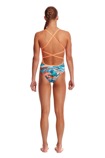 LAST ONE! Funkita Girls Strapped In One Piece Misty Mountain